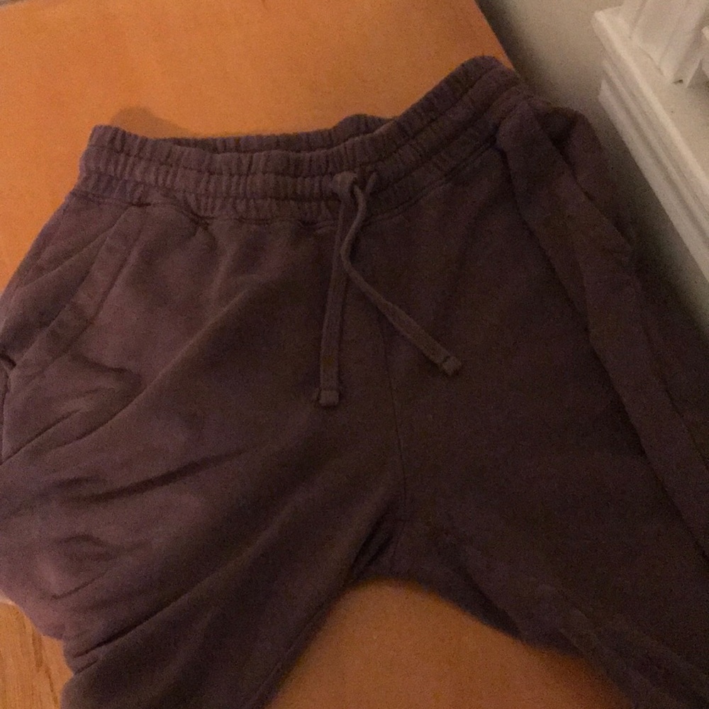 Purple cropped wide leg sweatpants